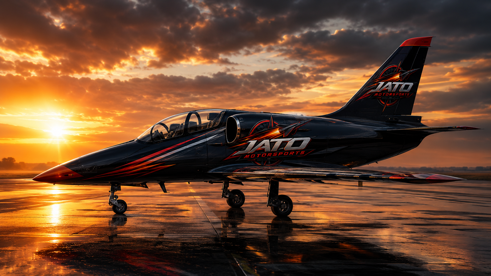 JATO L-39 aircraft at sunset